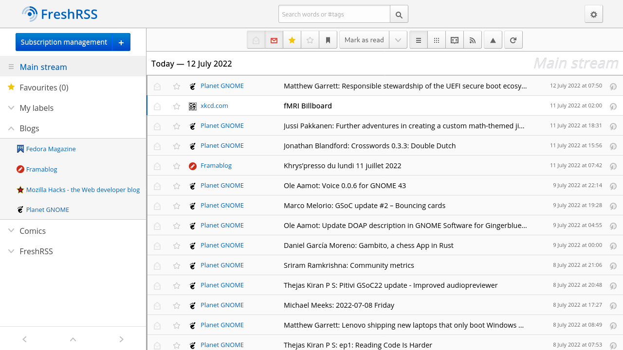 FreshRSS screenshot